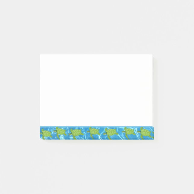 Cute Sea Turtles on Water Post-it Notes (Front)