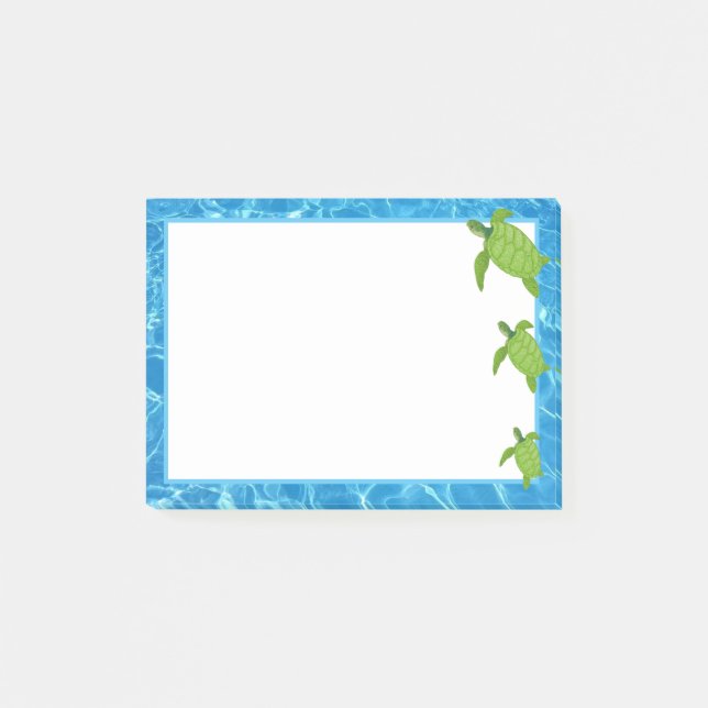 Cute Sea Turtles & Water Frame Post-it Notes (Front)