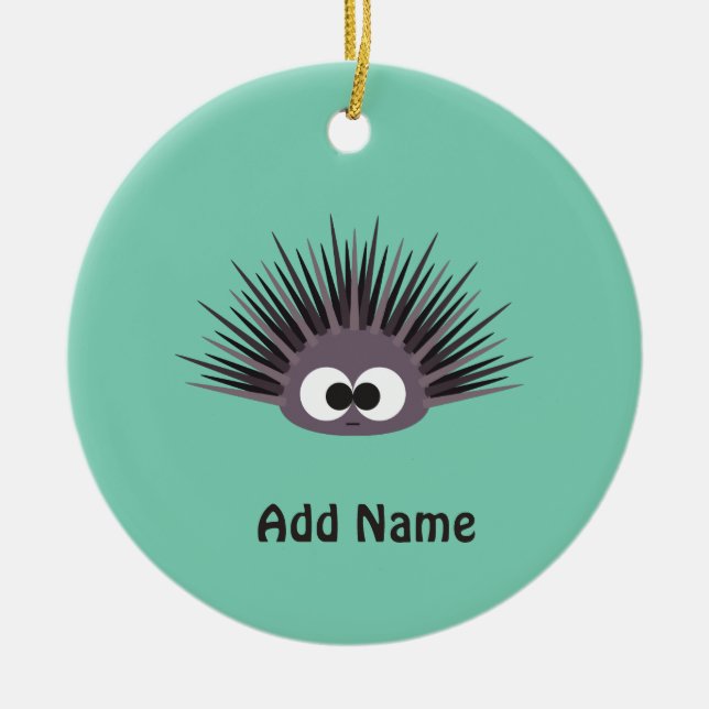Cute sea Urchin Ceramic Tree Decoration (Front)
