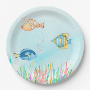 Cute sea world Birthday Party Paper Plate