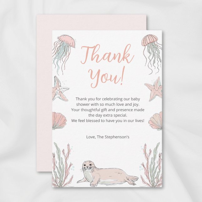Cute Sea You Soon Baby Shower Coastal Theme Thank You Card (Creator Uploaded)