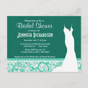 Cute Seafoam Green Damask Invitation Postcard