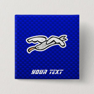 Cute Seagull; Blue 15 Cm Square Badge