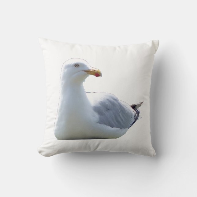 Cute Seagull Laying DownBright Minimalist Coastal  Cushion (Front)