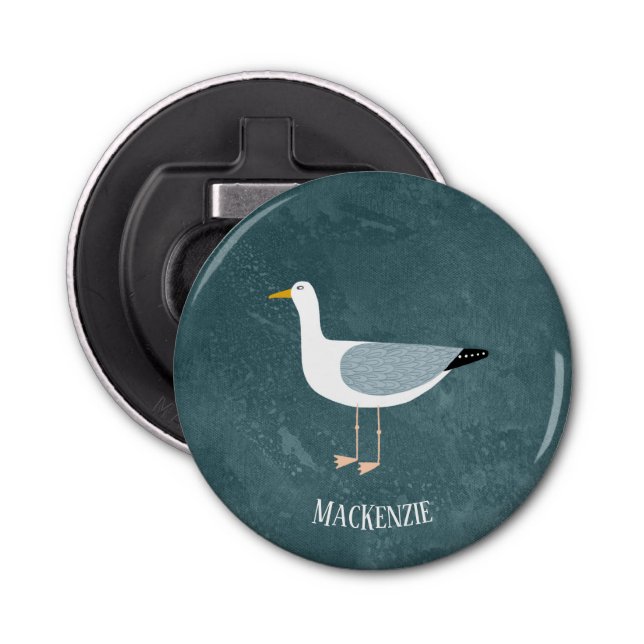 Cute Seagull Name Bottle Opener (Front)