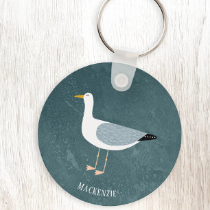 Cute Seagull Name Key Ring
