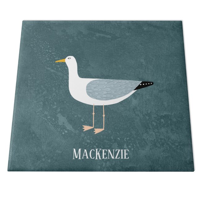 Cute Seagull Name Tile (Fun seagull personalized ceramic tile)