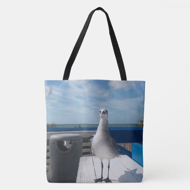 Cute Seagull Picture Beach Print Tote Bag (Front)