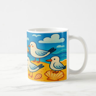 Cute Seagulls at the Beach – Fun Coastal Cartoon  Coffee Mug