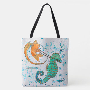 Cute Seahorse and Fish Tote Bag