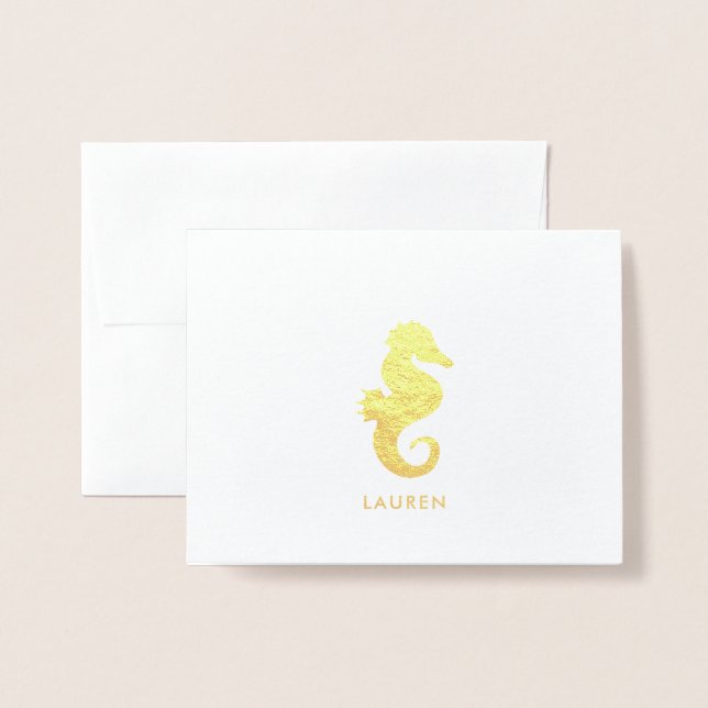 Cute Seahorse Foil Card (Front With Envelope)
