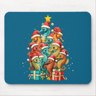 Cute Seahorse Le Sea Fish Christmas Tree Xmas Hat  Mouse Mat