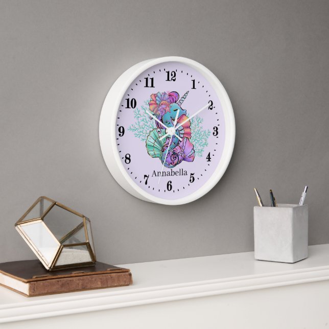 cute seahorse lovers add name clock (Office)
