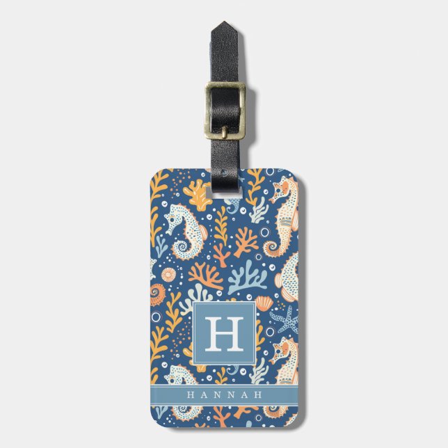 Cute Seahorse Luggage Tag (Front Vertical)