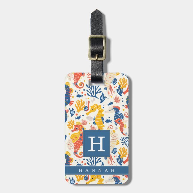 Cute Seahorse Luggage Tag (Front Vertical)