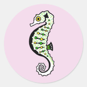 Cute  SEAHORSE- Nautical - Marine - Nature - Pink Classic Round Sticker