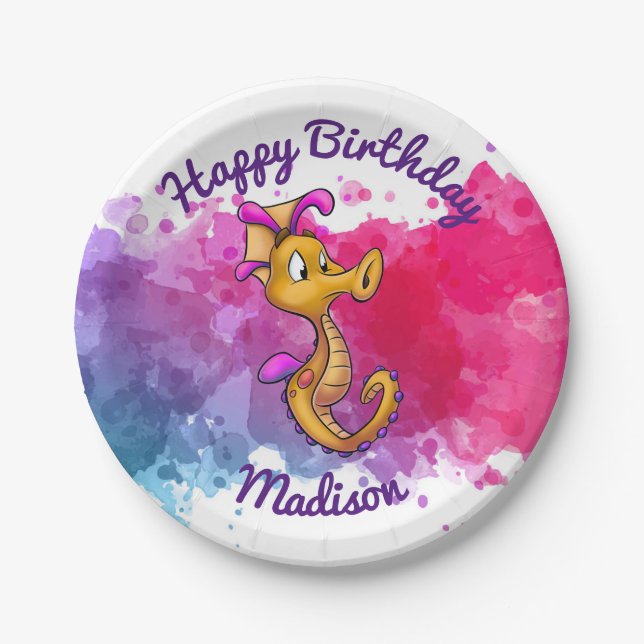 Cute Seahorse Party Plates (Front)