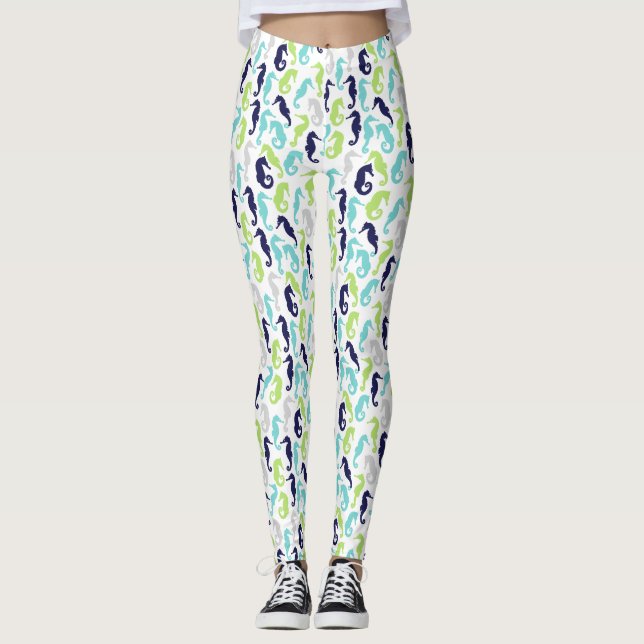 Cute Seahorse Pattern Leggings (Front)