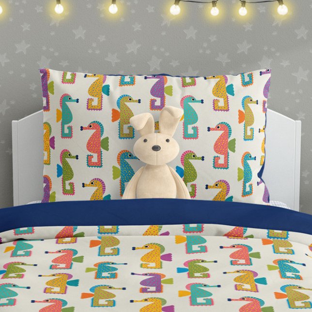 Cute Seahorse Pattern on Cream Pillowcase (Creator Uploaded)