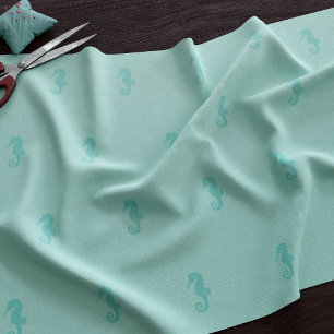 Cute Seahorse Pattern Seafoam Green Fabric