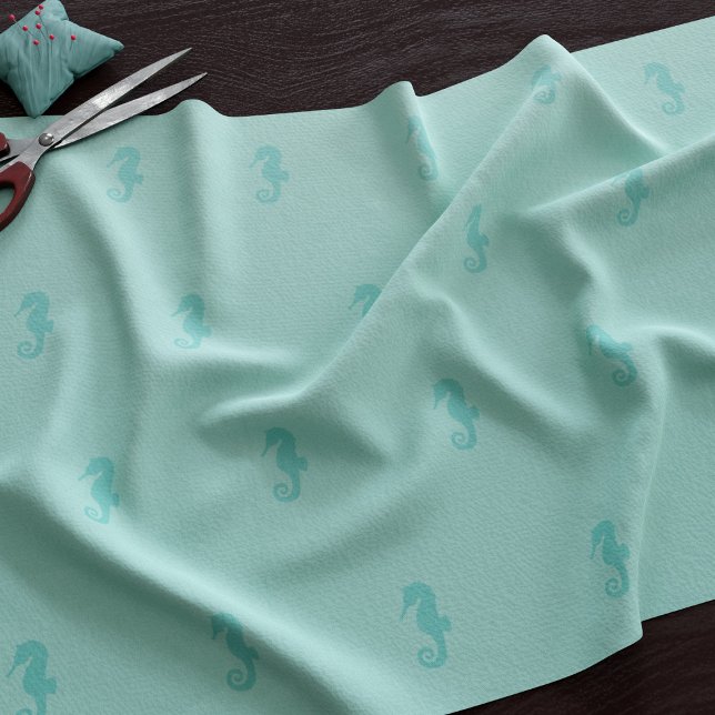 Cute Seahorse Pattern Seafoam Green Fabric (Seahorse pattern fabric just for you)