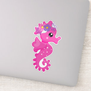 Cute Seahorse, Pink Seahorse, Flowers, Seashell