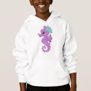 Cute Seahorse, Purple Seahorse, Ribbon, Stars