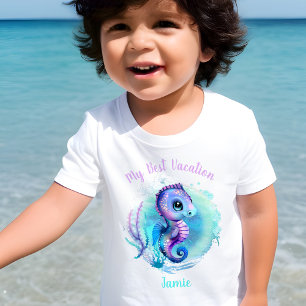 Cute Seahorse Summer Vacation Personalised  Toddler T-Shirt
