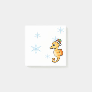 Cute Seahorse Winter Snowflake Holiday Post-it Notes