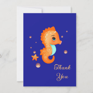 Cute seahorse with bubbles holiday card