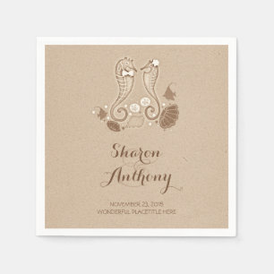 Cute Seahorses Beach Wedding Paper Napkins
