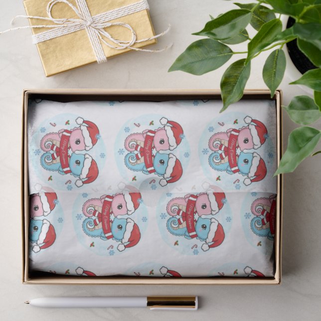 Cute Seahorses Christmas Tissue Paper (Gift)