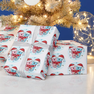Cute Seahorses Christmas Wrapping Paper