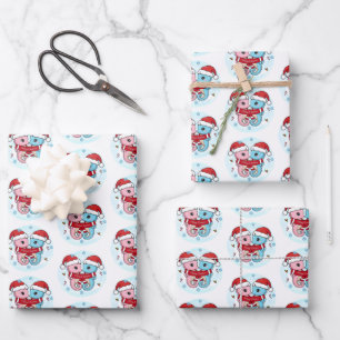Cute Seahorses Christmas Wrapping Paper Sheets