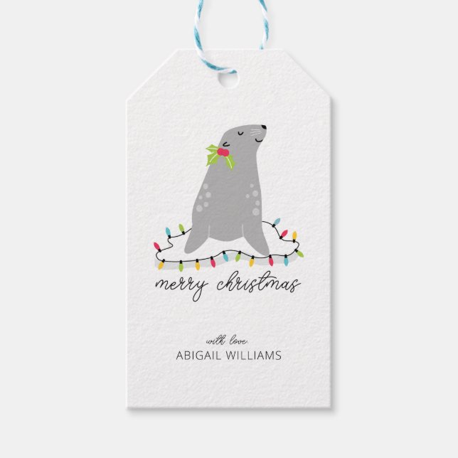 Cute Seal Christmas Gift Tags (Front)