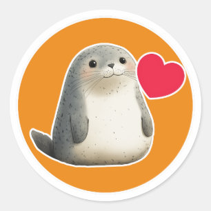 Cute Seal Classic Round Sticker