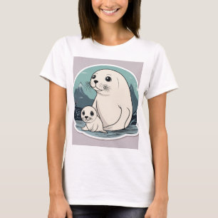"Cute Seal Mother and Baby Design T-Shirt – Adorab
