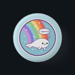 Cute Seal of Approval 3 Cm Round Badge<br><div class="desc">Super kawaii baby seal with sparkle rainbow and the funny text "I approve" he is the seal of approval.</div>