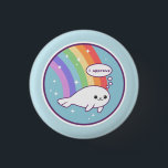 Cute Seal of Approval 3 Cm Round Badge<br><div class="desc">Super kawaii baby seal with sparkle rainbow and the funny text "I approve" he is the seal of approval.</div>