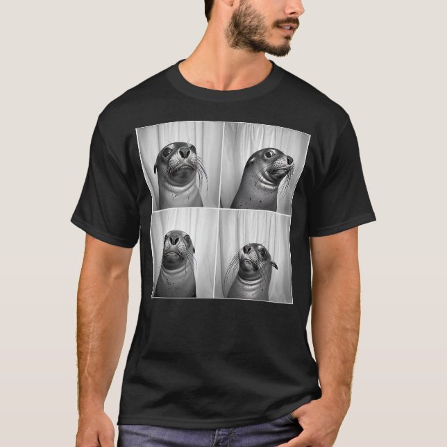 Cute Seal Pup Face Portrait Unique Sea Animal Phot T-Shirt (Front)