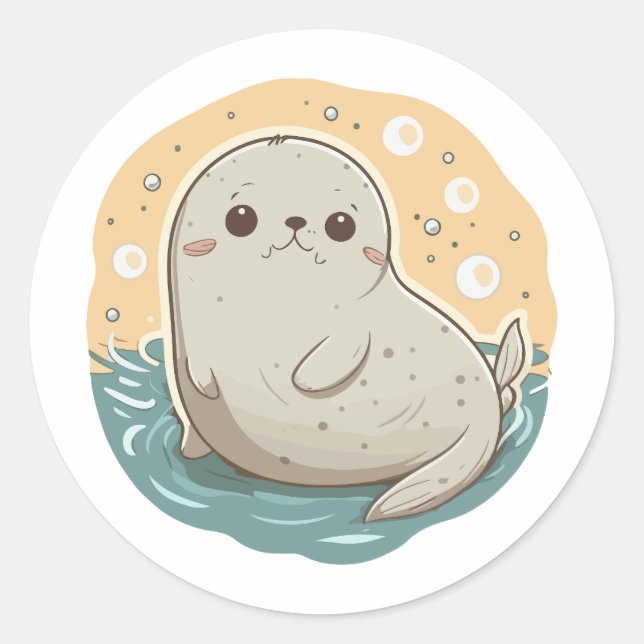 cute seal sticker cartoon style (Front)