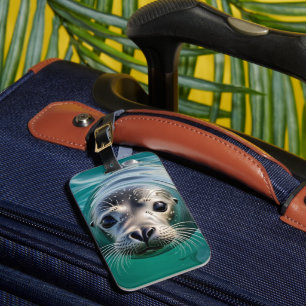 Cute Seal Sticking Head out of Water Luggage Tag