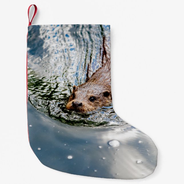 CUTE SEAL SWIMMING SMALL CHRISTMAS STOCKING (Front)