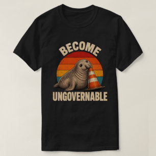 Cute Seal Traffic Cone Sunset Become Ungovernable T-Shirt