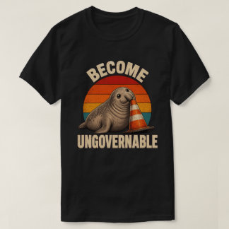 Cute Seal Traffic Cone Sunset Become Ungovernable T-Shirt