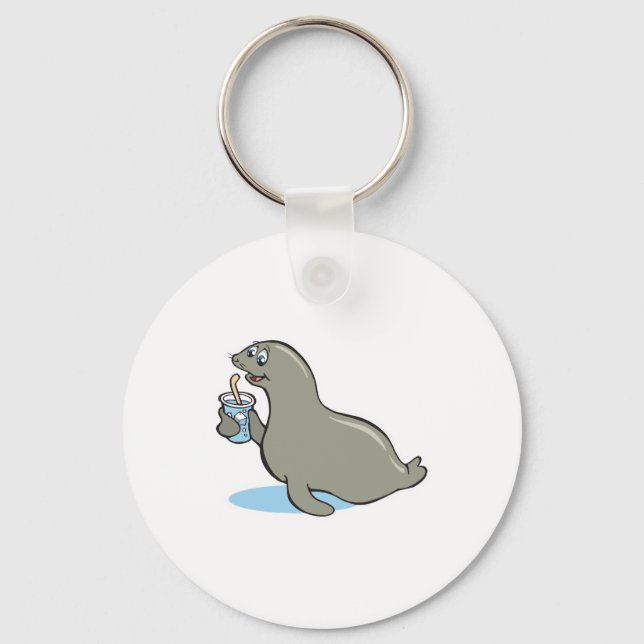 cute seal with drink key ring (Front)