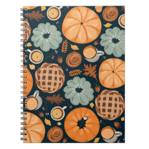 Cute seamless autumn pattern background notebook
