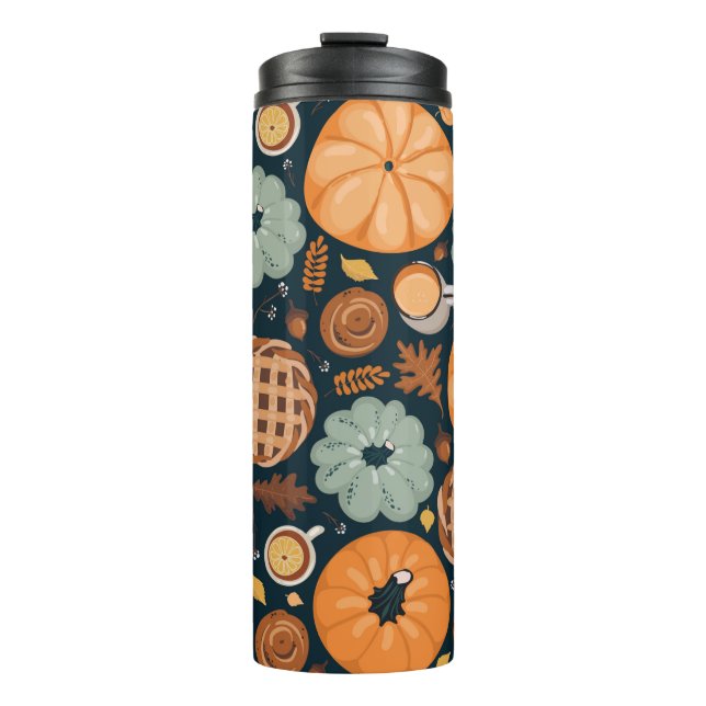 Cute seamless autumn pattern background thermal tumbler (Front)