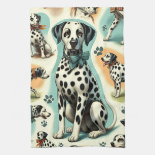 Cute Seamless Dalmatian Tea Towel