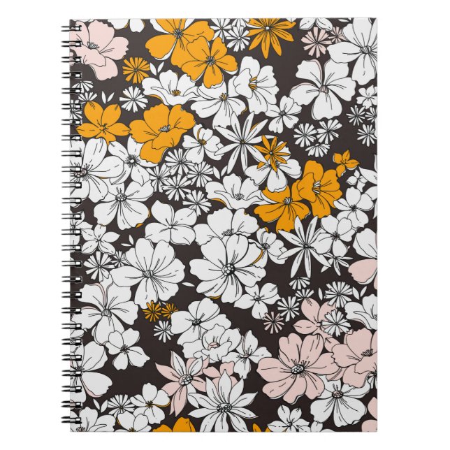 Cute Seamless Ditsy Floral Pattern. Colourful flow Notebook (Front)